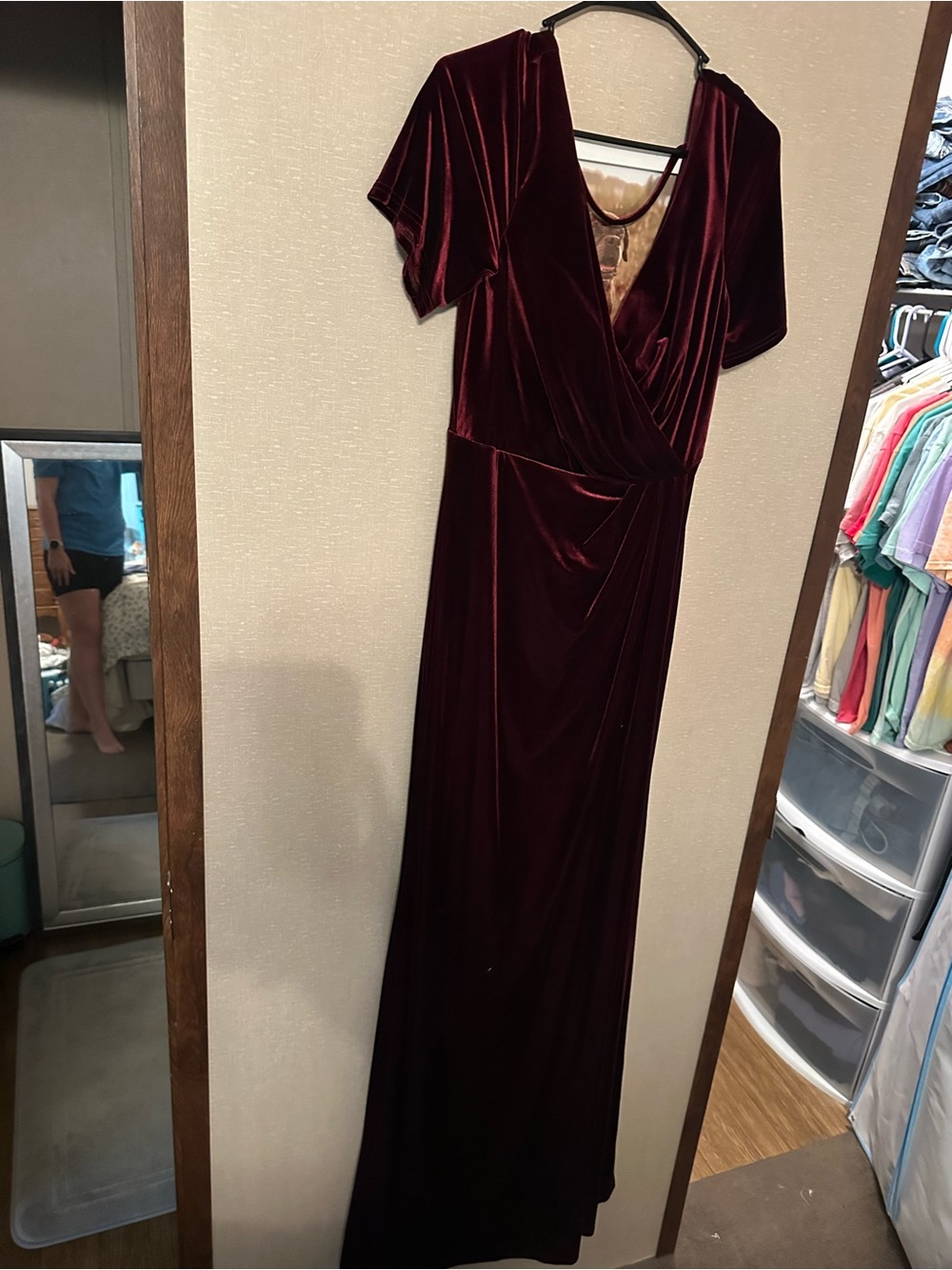 Revelry Velvet Maxi Dress in Wine Red